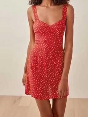NWT! Reformation Red Polka Dot Mini Dress